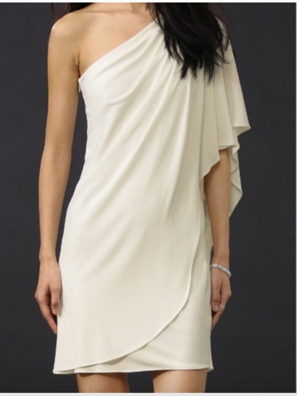 BADGLEY MISCHKA ivory white one-shoulder dress NWT XS